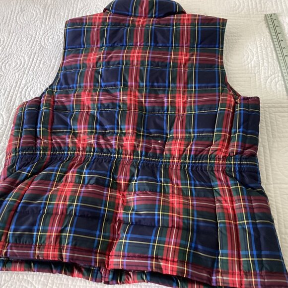 Talbots Womens Down Filled Puffer Vest Size L Gilet Multicolor Lined Plaid - Picture 11 of 13